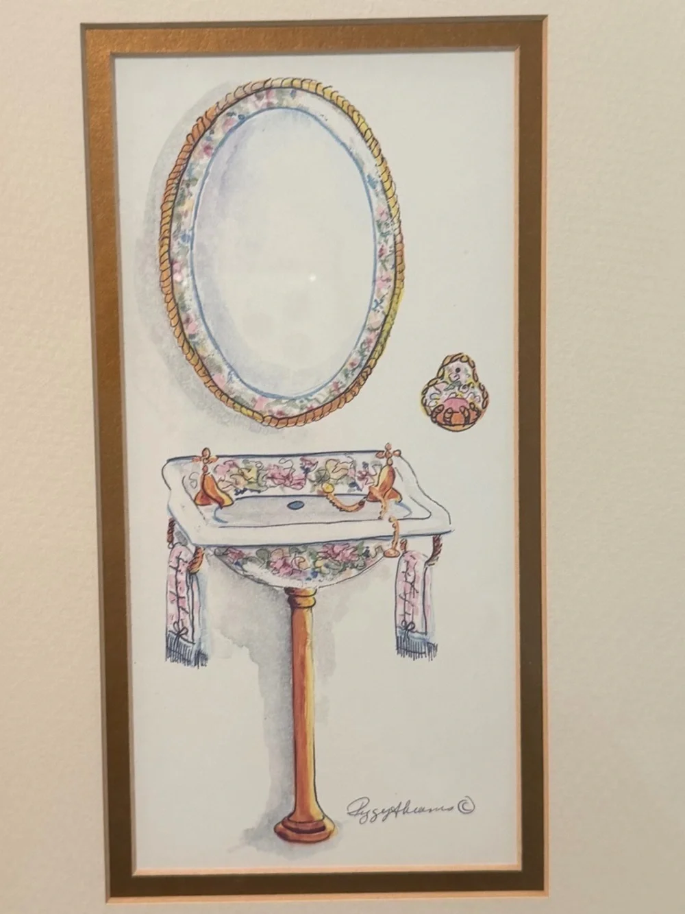 Peggy Abrams Vintage Art Set - 2 Gold Ornate Frames Cottagecore French Country
